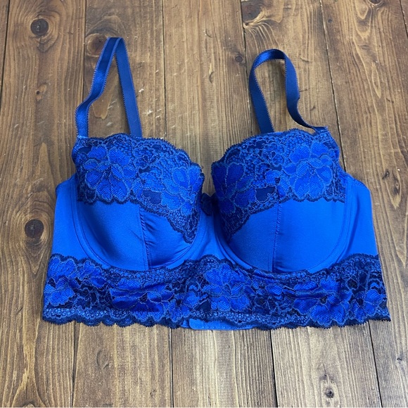 Adore Me blue lace bra wide band size 34D - Picture 1 of 8